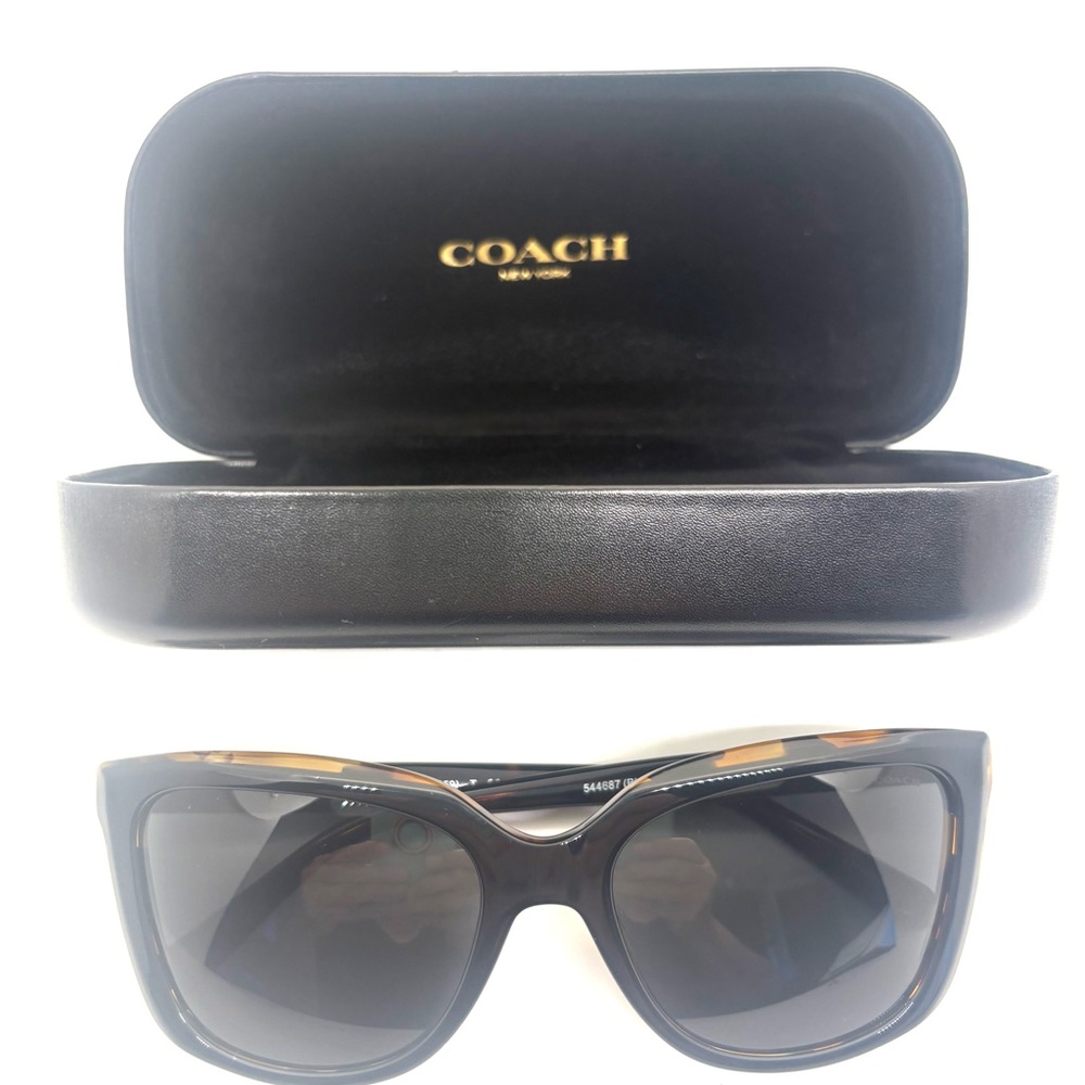 COACH Men's Black and Tortoiseshell Sunglasses with Case